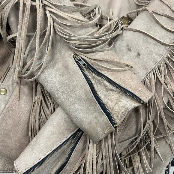 Vintage Indian Motorcycles Fringe Tassel Brown Leather Jacket Size Large L B3 - Picture 4 of 11